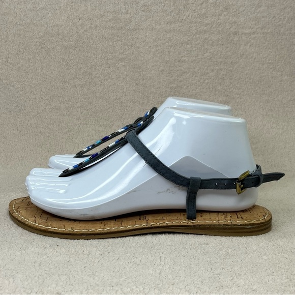 GH Bass & Co Beaded T-Strap Sandals-Blue/Gray-Womens 7-Summer-Spring-Casual-Cute - Picture 3 of 10